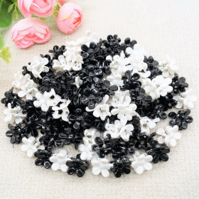 Крабики детские черно-белый цветочек, 1,5см А-0012