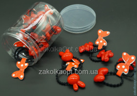 Резиночки детские черные, дутый ассорти красное, баночка ХМ-109-9