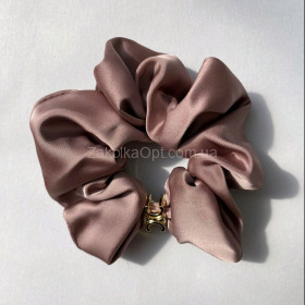 Резинка для волос объёмная атласная розовая 12 см ДД-668