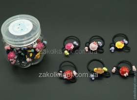 Резиночки дитячі чорні, капелюшок + Міккі, баночка ХМ-108-3