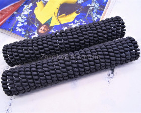 Резинка для волос силиконовая пружинка, черная матовая 4 см. ВА-2113