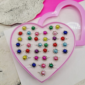 Кільця дитячі перла кольорові з камушками ВВ-1206