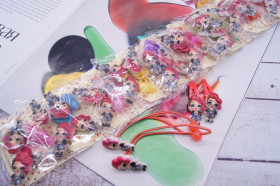 Заколка-хлопушка  +резиночки тонкие цветные куколка Л. Прическа 5 см. ХВ-5465