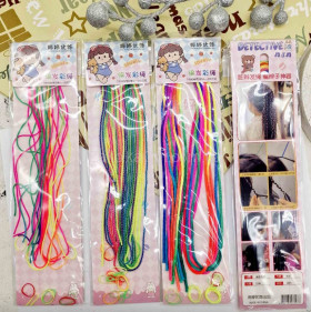 Набор разноцветных нитей для плетения в косы 80 см. 1-15-18