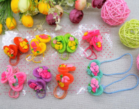 Резинки детские сердечко с цветочками 9 см Х-10140