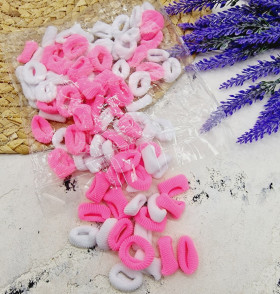 Резинка для волос махровая розовая, белая 2 см АР55-26в