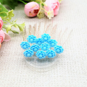 Шпилька квіточка блакитна ХМ-0101