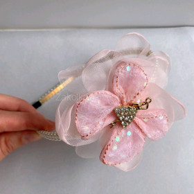 Обруч з перлами+ метелик рожевий ДД-5105