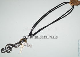 Кулон на шкіряному ремінці, метал "Музичний ключ" ВВ0145