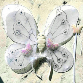 Набор крылья, обруч, палочка, бабочка белая 42*37 см. О-350-1