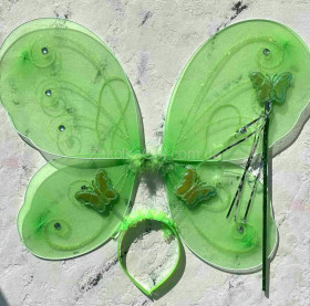 Набор крылья, обруч, палочка, бабочка зеленая 49*38 см. О-350-2