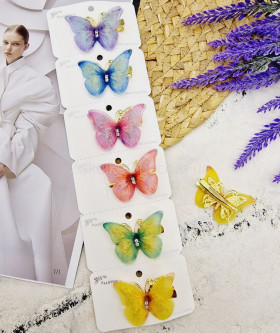 Заколка-качечка з метеликом кольоровий 4.5х3.5 см 1-4-18
