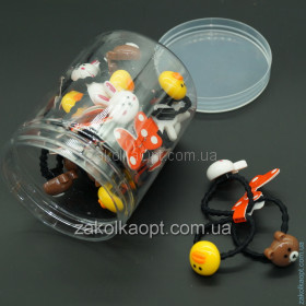 Резиночки детские черные, дутый мишка, зайка, цыпа, баночка ХМ-109-11