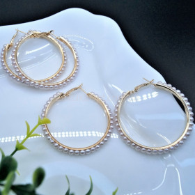 Сережки-кільця з перлів великі 5 см. МР-1104