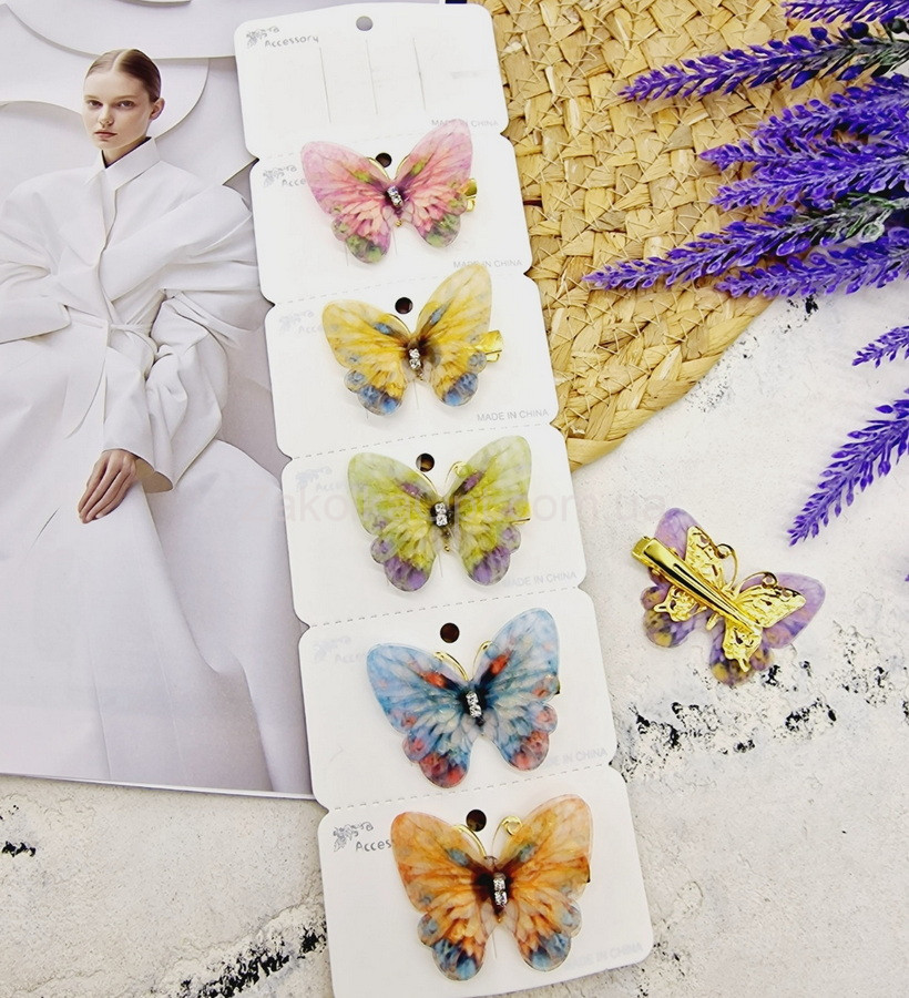 Заколка-качечка з метеликом кольоровий 4.5х3.5 см 10-4-18